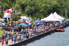Aerial view of participants along the Windsor riverfront during the ICHA Fishing Derby