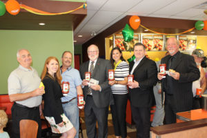 Dave van Kesteren, MP Chatham-Kent-Leamington, John Patterson, Leamington Mayor, Bob Charlton from Highbury, Brooke Nardo from French's, A&W Mascot, Emily Duholke, A&W, Bev Shipley, MP Lambton-Kent-Lambton, Taras Natyshak, NDP MPP, Tracey Ramsey NDP