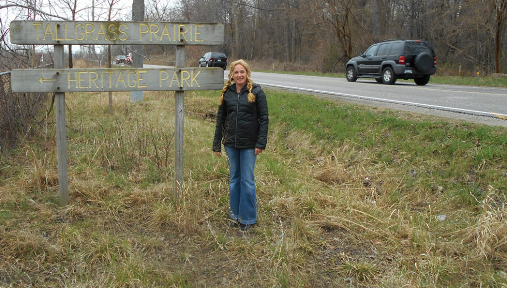 Save Ojibway leader Nancy Pancheshan, standing beside Matchette Rd