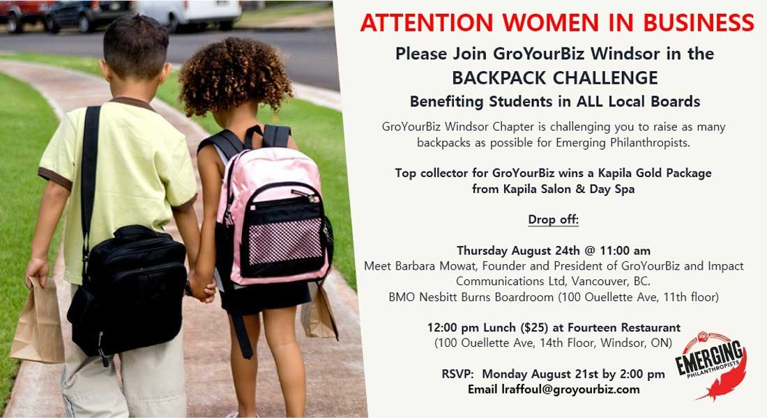 GroYourBiz and Backpack Giving Challenge 