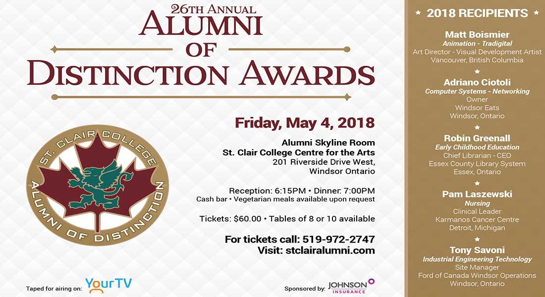 St. Clair College Hosts 26th Annual Alumni of Distinction Awards